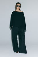 H&M Gecrinkeltes Shirt mit Fledermausärmeln - Schwarz - Ladies
