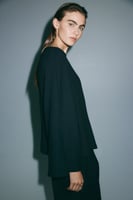 H&M Gecrinkeltes Shirt mit Fledermausärmeln - Schwarz - Ladies