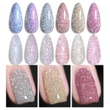 BORN PRETTY UV Nagellack Glitzer, Reflechissant Funkelnd Gel Nagellack Reflective Glitzer Rosa Golden Silber Funkelnd Glitzer Gel Nagel Art Maniküre Lack 6 Farben