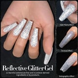 BORN PRETTY UV Nagellack Glitzer, Reflechissant Funkelnd Gel Nagellack Reflective Glitzer Rosa Golden Silber Funkelnd Glitzer Gel Nagel Art Maniküre Lack 6 Farben