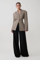 MESHKI Mila Shaped Blazer - Tan Check, image 2 of 4