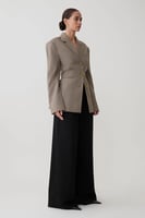 MESHKI Mila Shaped Blazer - Tan Check, image 4 of 4