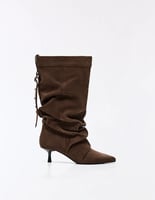 Bershka Verstellbare Slouchy-Fit-Stiefeletten mit Absatz, image 1 of 9