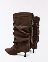 Bershka Verstellbare Slouchy-Fit-Stiefeletten mit Absatz, image 3 of 9