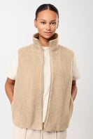 LangerChen Weste mit Stehkragen aus Woll-Fleece (Limestone)