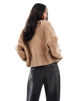 ASOS DESIGN – Strickjacke mit offenem Design in Keks-Beige