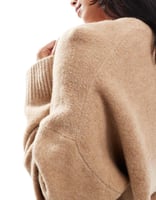 ASOS DESIGN – Strickjacke mit offenem Design in Keks-Beige
