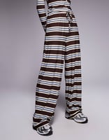 Kaiia – Exclusive – Superweiche, gestreifte Hose aus Jersey in Braun und Blau mit Kordelzug, Kombiteil