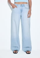 Stradivarius D91 LOW WIDE-LEG JEANS - Wide Leg - moon washed