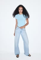 Stradivarius D91 LOW WIDE-LEG JEANS - Wide Leg - moon washed