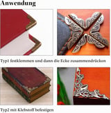 LhyBtm Pack of 60 Metal Book Corner Protectors, Vintage Book Corner, Bronze Book Fitting, Bild 3 von 5