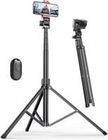 180 cm Mobile Phone Tripod for Smartphone, Sturdy Expandable Aluminium Rods & Larger and Longer Tripod Legs, Mobile Phone Tripod Holder with Remote Shutter Release Compatible Smartphone | Sturdy, larger and longer tripod legs, mobile phone tripod holder with remote shutter release compatible smartphone