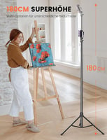 180 cm Mobile Phone Tripod for Smartphone, Sturdy Expandable Aluminium Rods & Larger and Longer Tripod Legs, Mobile Phone Tripod Holder with Remote Shutter Release Compatible Smartphone | Sturdy, larger and longer tripod legs, mobile phone tripod holder with remote shutter release compatible smartphone
