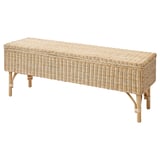 IKEA TOLKNING Bank mit Fach - Handarbeit Rattan 120 cm, image 1 of 4