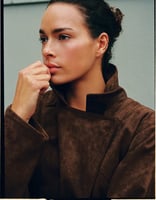 Pull&Bear kurzer Trenchcoat in Wildlederoptik in Braun
