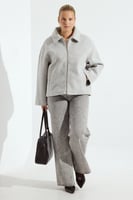 Bouclé-Jacke mit Reißverschluss