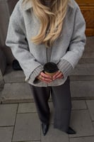 Bouclé-Jacke mit Reißverschluss