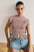 ZARA TOP MIT GESMOKTEM VICHYKARO