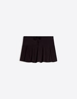 Bershka – Mini-Skort in Schwarz mit Kordelzugbund