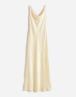 4th & Reckless – Maxikleid aus Satin in Zitronengelb mit Wasserfallausschnitt und Rückenschnürung