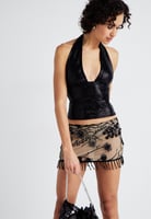 BEADED SKIRT - Minirock - black