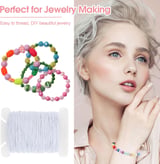 20 m Elastic Band for Bracelets, 1 mm Hat Rubber, Rubber Cord, White | Rubber cord, bead cord, elastic thread for DIY crafts, jewellery making, necklaces