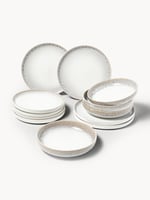 Handgemachtes Geschirr-Set Danza mit reaktiver Glasur, 4 Personen, 12er-Set
