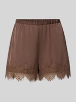 Peek Cloppenburg Jake*s Casual Regular Fit Pyjama Shorts mit Spitzenbesatz - Dunkelbraun