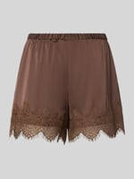 Peek Cloppenburg Jake*s Casual Regular Fit Pyjama Shorts mit Spitzenbesatz - Dunkelbraun