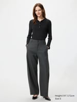 UNIQLO Jersey Velours Hose (Barrel Leg), Dunkelgrau, image 1 of 4