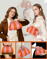 FOUORTUNATE-BEE Clutch Stricktasche gestreift Sommer Strandtasche Urlaub
