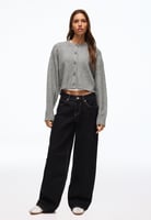 CREW NECK WITH BUTTONS - KNIT CARDIGAN - Cardigan - grey
