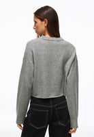 CREW NECK WITH BUTTONS - KNIT CARDIGAN - Cardigan - grey