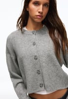 CREW NECK WITH BUTTONS - KNIT CARDIGAN - Cardigan - grey