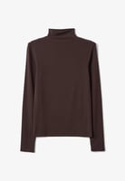 Stefanel Langarmshirt mit Stehkragen, Dunkelbraun, image 4 of 4