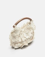 Pull&Bear – Handtasche in Ecru mit Blumenmuster
