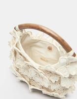 Pull&Bear – Handtasche in Ecru mit Blumenmuster