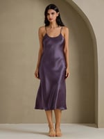 Silksilky 100% Maulbeerseide Midikleid mit Spaghettiträgern, Bild 3 von 4