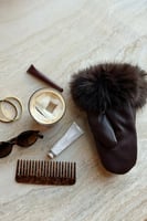 Gina Tricot Fur trim pu mittens, image 1 of 2