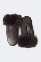 Gina Tricot Fur trim pu mittens, image 2 of 2