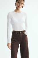 H&M Wide High Waist Jeans - Dunkelbraun, image 3 of 4