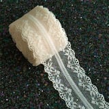 Duories Colourful Lace Ribbon Lace Border, 4 cm x 10 m Vintage Lace Ribbon Gift Ribbon Decorative Ribbon Lace Trim Ribbon for Wedding, Sewing, Flowers, Parties, Decorations, Gift Wrapping, Beige
