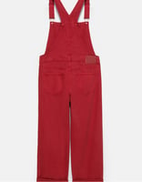 Pull&Bear lange Denim-Latzhose in Burgunderrot, Bild 2 von 4