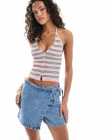 ASOS DESIGN – Jeans-Skort in Mittelblau mit A-Linien-Schnitt