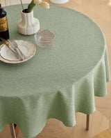 Decorelia Wasserdichte, dekorative, rustikale runde Tischdecke für Couchtisch, Kunstleinen, kratzfest