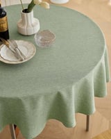 Decorelia Wasserdichte, dekorative, rustikale runde Tischdecke für Couchtisch, Kunstleinen, kratzfest
