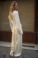 Elastische Taille Mid Rise Satin-Hosen