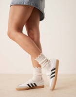 adidas Originals – Samba – Flache Mary-Jane-Schuhe in Weiß und Schwarz