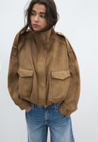Oversize-Jacke aus Wildlederimitat