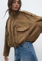 Oversize-Jacke aus Wildlederimitat